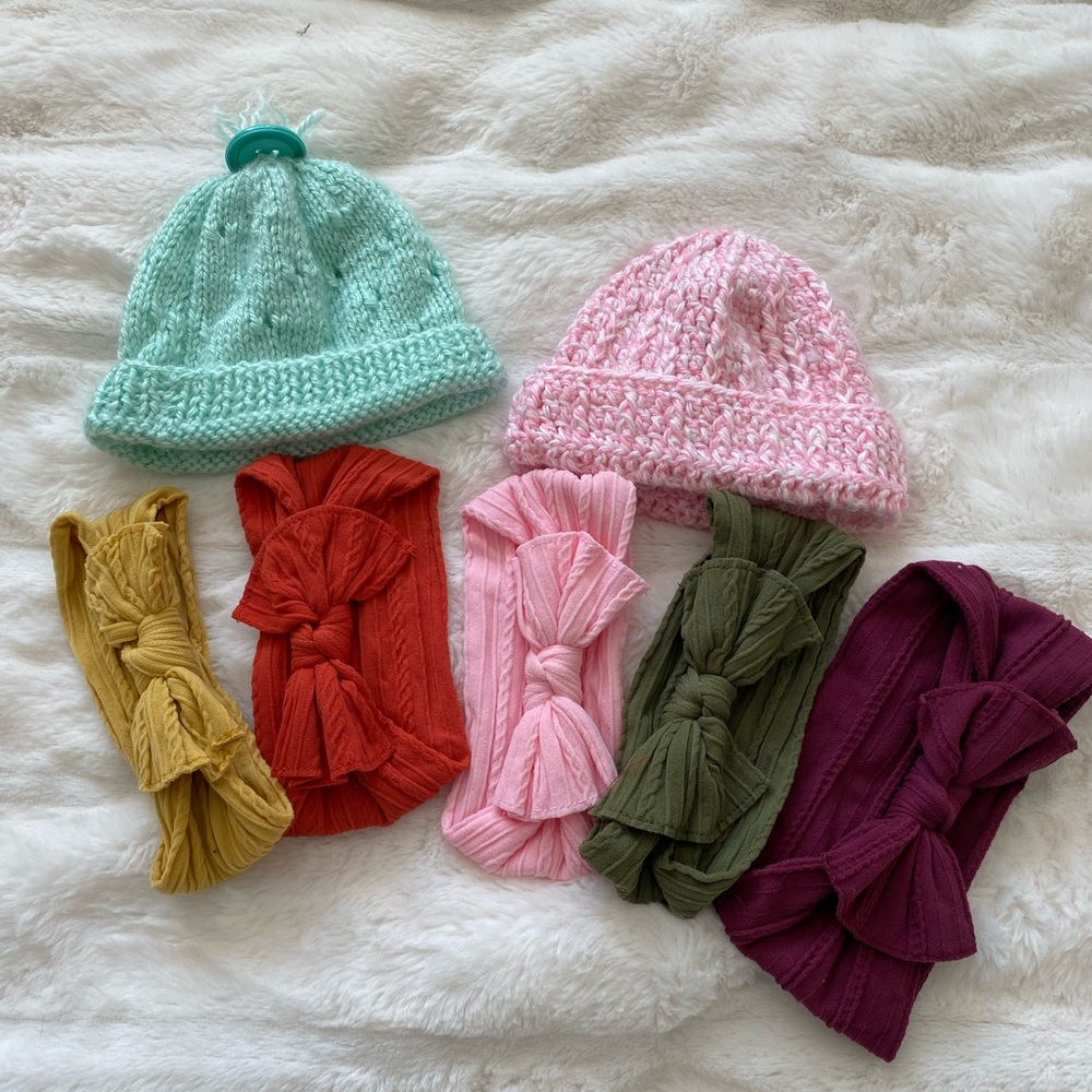 Baby girl headbands and hats